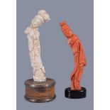 Y A red coral figure of a lady