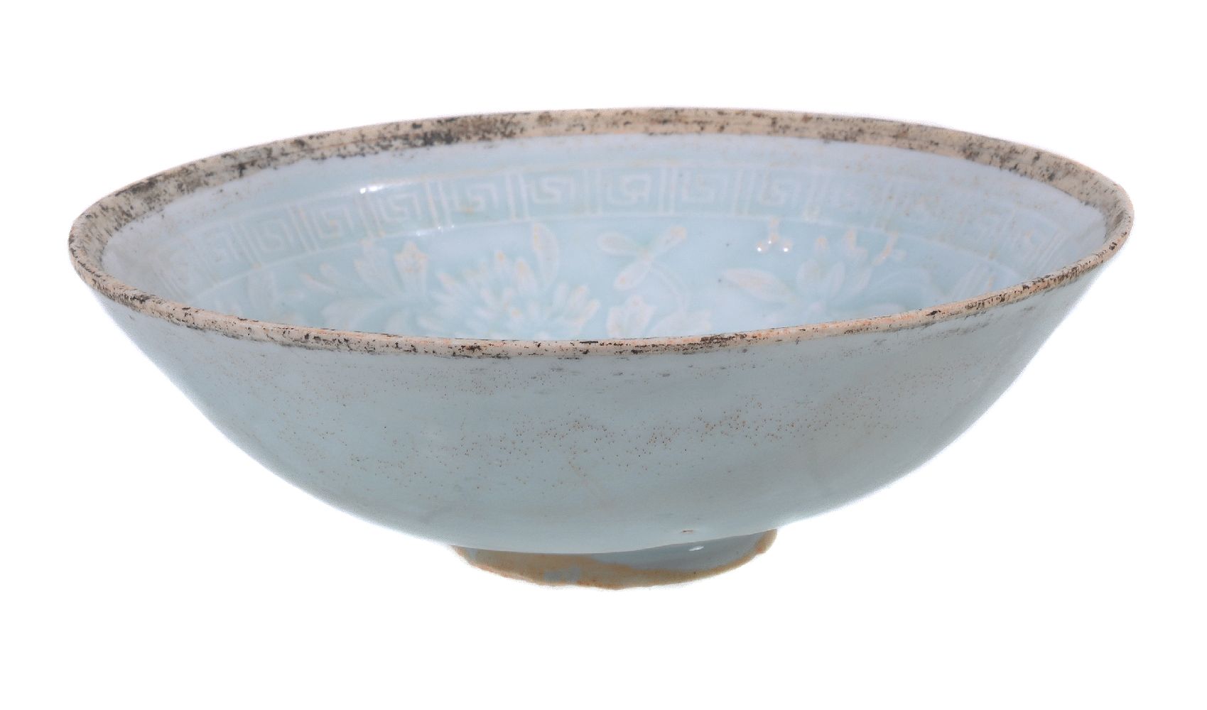 A Chinese moulded Qingbai ‘phoenix’ bowl, Song dynasty, moulded to the interior with a pair of - Image 2 of 3