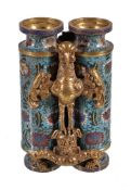 A Chinese cloisonné enamel and gilt-bronze 'Champion' vase, comprised of two cylindrical vases