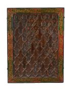 A large Qajar lacquered wooden Screen, Persia, 19th Century, of rectangular form, small carved