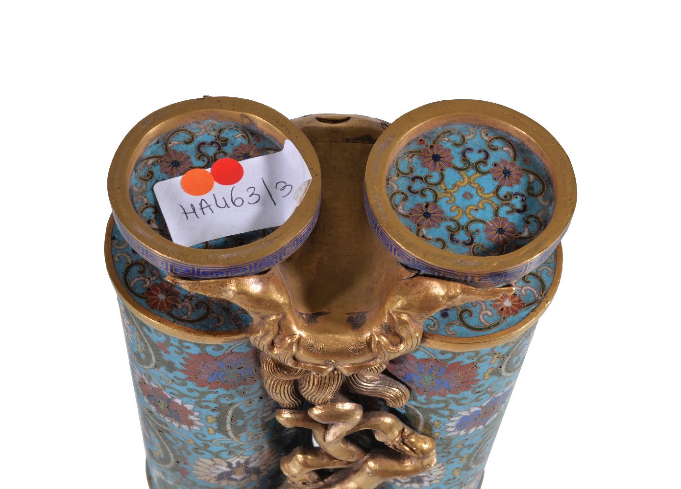 A Chinese cloisonné enamel and gilt-bronze 'Champion' vase, comprised of two cylindrical vases - Bild 4 aus 4