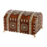 Y An Anglo Indian sandalwood and ivory mounted dome topped coffer, mid 19th century,