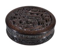 Y A Cantonese circular tortoise shell box and cover