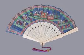 Y An ivory 'Mandarin' brise fan, Qing Dynasty, mid-19th century