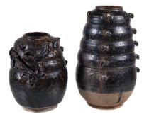 A Chinese brown-glazed Henan type 'dragon' jar, Song-Yuan Dynasty, 19cm and another 'Henan' type