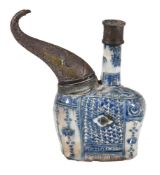 A Safavid blue and white nargileh base, Persia, late 17th century, after a Wanli original,