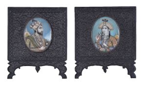 Two Indian portrait miniatures of Shah Jahan and Mumtaz Mahal, Company School, Delhi or Agra,