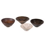 Three Chinese 'Jian' bowls, Song Dynasty, one with hare's fur glaze, the two others with mottled