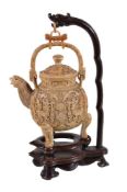 Y A Chinese ivory kettle and stand, Qing Dynasty