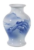 Makuzu Kozan: A small porcelain vase, of inverted baluster form with splayed foot and everted rim,