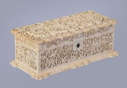 Y A Cantonese carved ivory rectangular box and cover