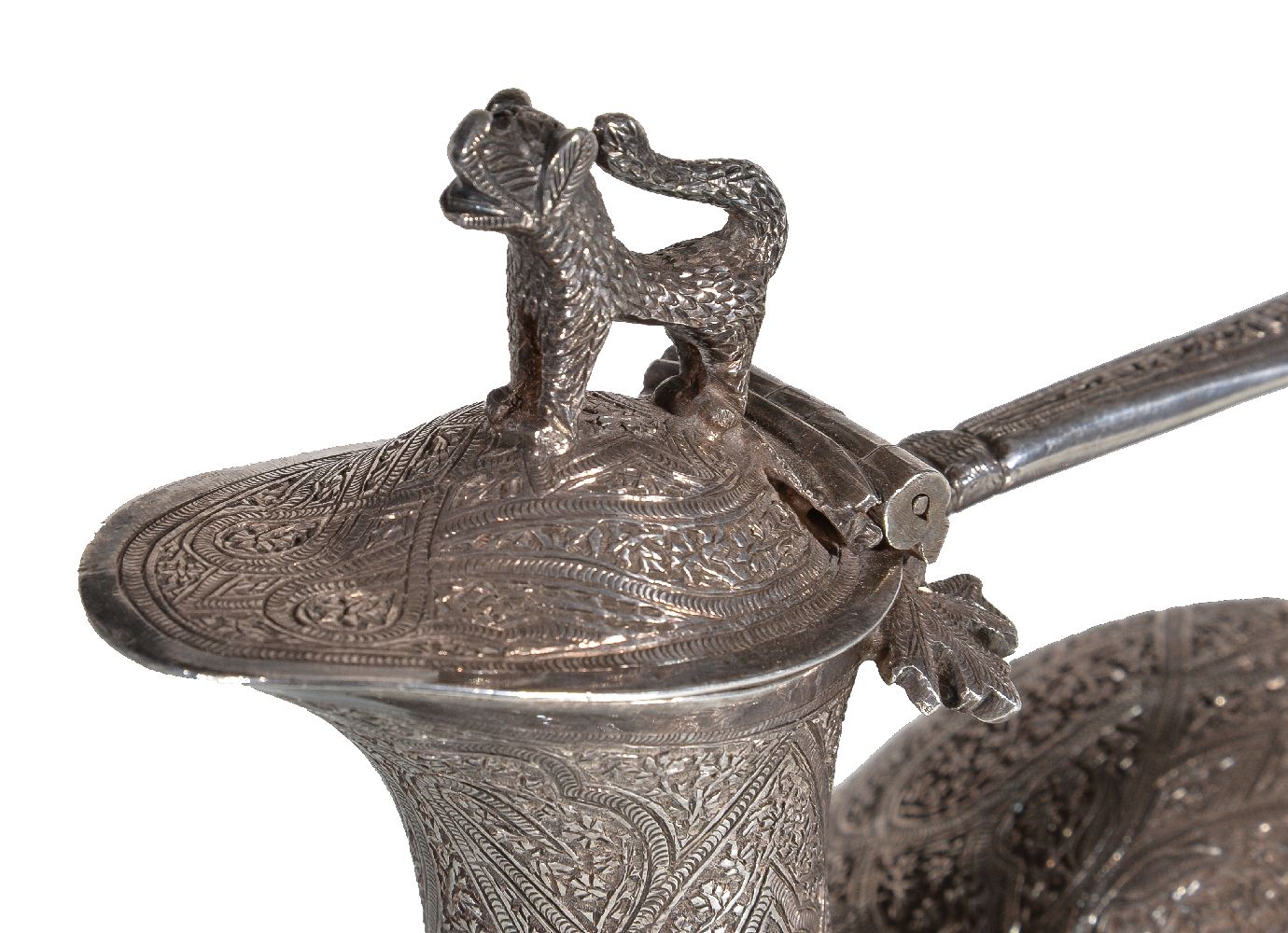 An Indian silver zoomorphic ewer, Kashmir, early 20th century, in the form of a stylised four-legged - Image 3 of 5