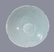 A Chinese Qingbai porcelain six-lobed bowl, Southern Song Dynasty, the interior finely incised