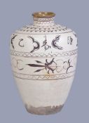 A large Jizhou type vase, the large tapering storage jar with short neck, body glazed with white