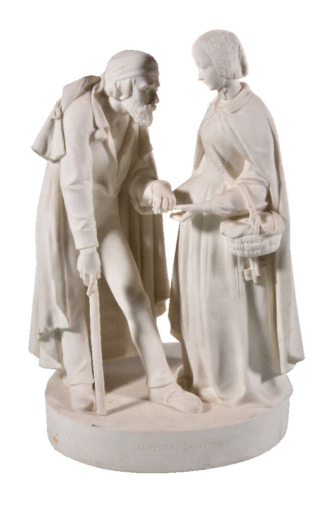 A Copeland parian group of Florence Nightingale and the wounded at Scutari, circa 1858, modelled