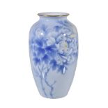 A Fukugawa porcelain vase, of slender ovoid form with a short, waisted neck and everted lip,