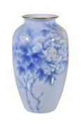 A Fukugawa porcelain vase, of slender ovoid form with a short, waisted neck and everted lip,