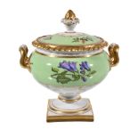 A Worcester (Flight, Barr & Barr) botanical sauce tureen and cover, circa 1825, painted with
