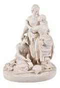 A Minton parian group of Naomi and her daughters, 1859, impressed marks, date code for 1859,