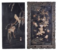 Y A Collection of Japanese Lacquered Panels, variously decorated in takamakie and inlays with