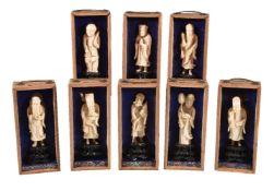 Y A set of eight Chinese ivory carvings of The Eight Immortals, circa 1910-1920, each in separate