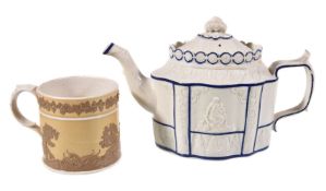 Two items of English white stoneware, circa 1810, comprising: a Staffordshire/South Yorkshire