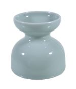 A Chinese celadon-glazed cuspidor, the domed hemispherical body rising to a waisted neck, surmounted