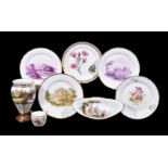 A selection of Wedgwood bone china, circa 1815, comprising: a pair of puce decorated plates with