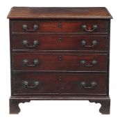 A George III mahogany and pine chest of drawers, circa 1790, 83cm high, 85cm wide, 50cm deep