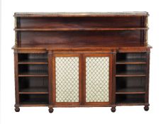 Y A George IV rosewood side cabinet, circa 1825, in the manner of Gillows, the shelved