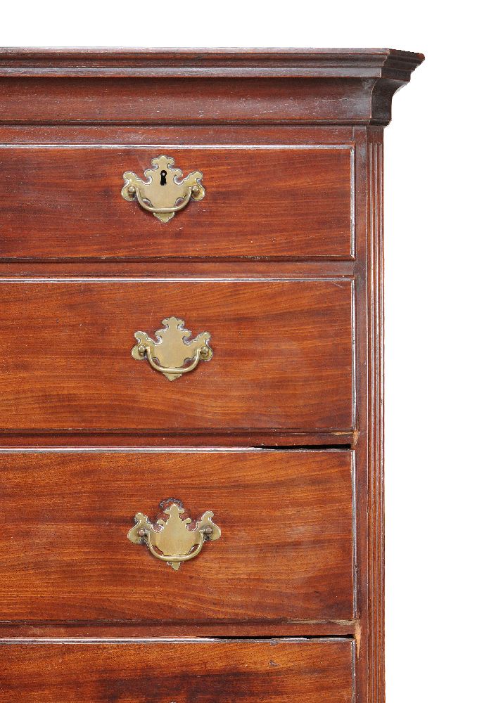 A George III mahogany chest on chest, circa 1780, with two short and three long drawers flanked by - Image 2 of 2