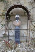 A specimen marble bust of a blackamoor, late 20th century, depicted looking forward and