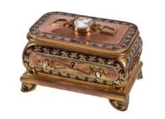 A Napoleon III gilt metal, enamel marquetry and shell cameo inset casket, circa 1870, by Tahan of