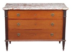 A marble topped mahogany chest of drawers, Louis Philippe, circa 1840 (), the white marble top above