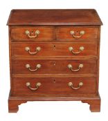 A mahogany chest of drawers, circa 1780 and later, with two short and three long graduated