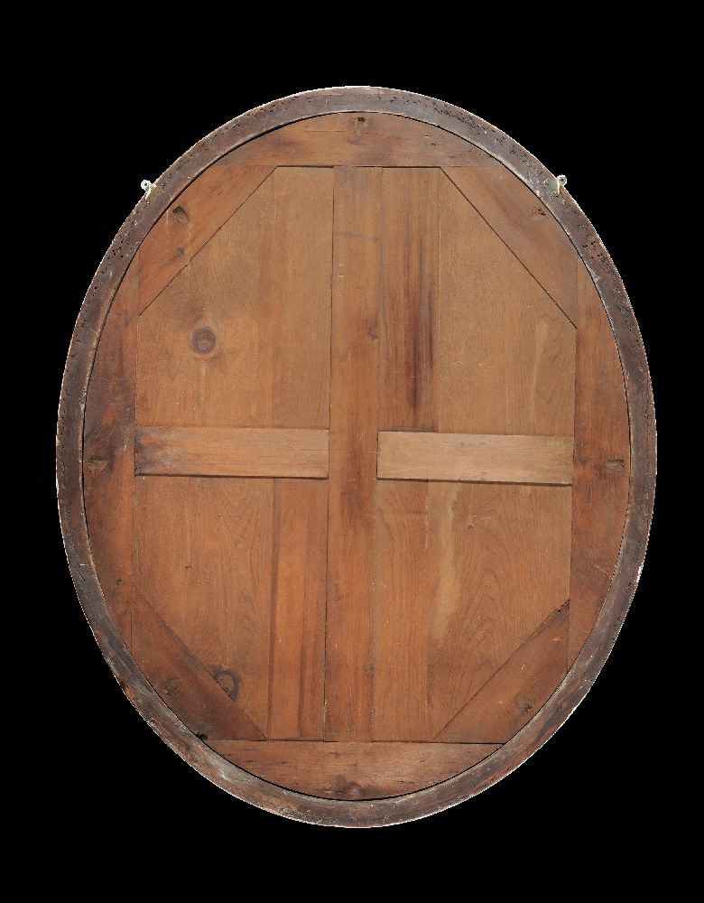 A Victorian oval wall mirror, late 19th century and later white painted, 136cm x 111cm - Image 3 of 3