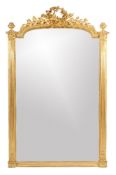 A Victorian giltwood and composition overmantel mirror, second half 19th century, 187cm high,