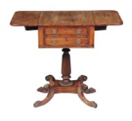A George IV mahogany work table, circa 1825, in the manner of Gillows, the Pembroke action top above