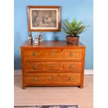 A walnut and marquetry inlaid commode in continental 18th century style, 20th century, the