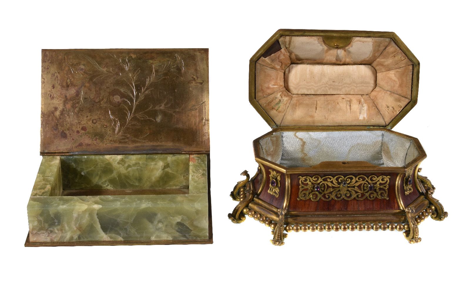 Y A French kingwood, gilt metal mounted and amethyst set casket, circa 1880, of octagonal section, - Image 2 of 2