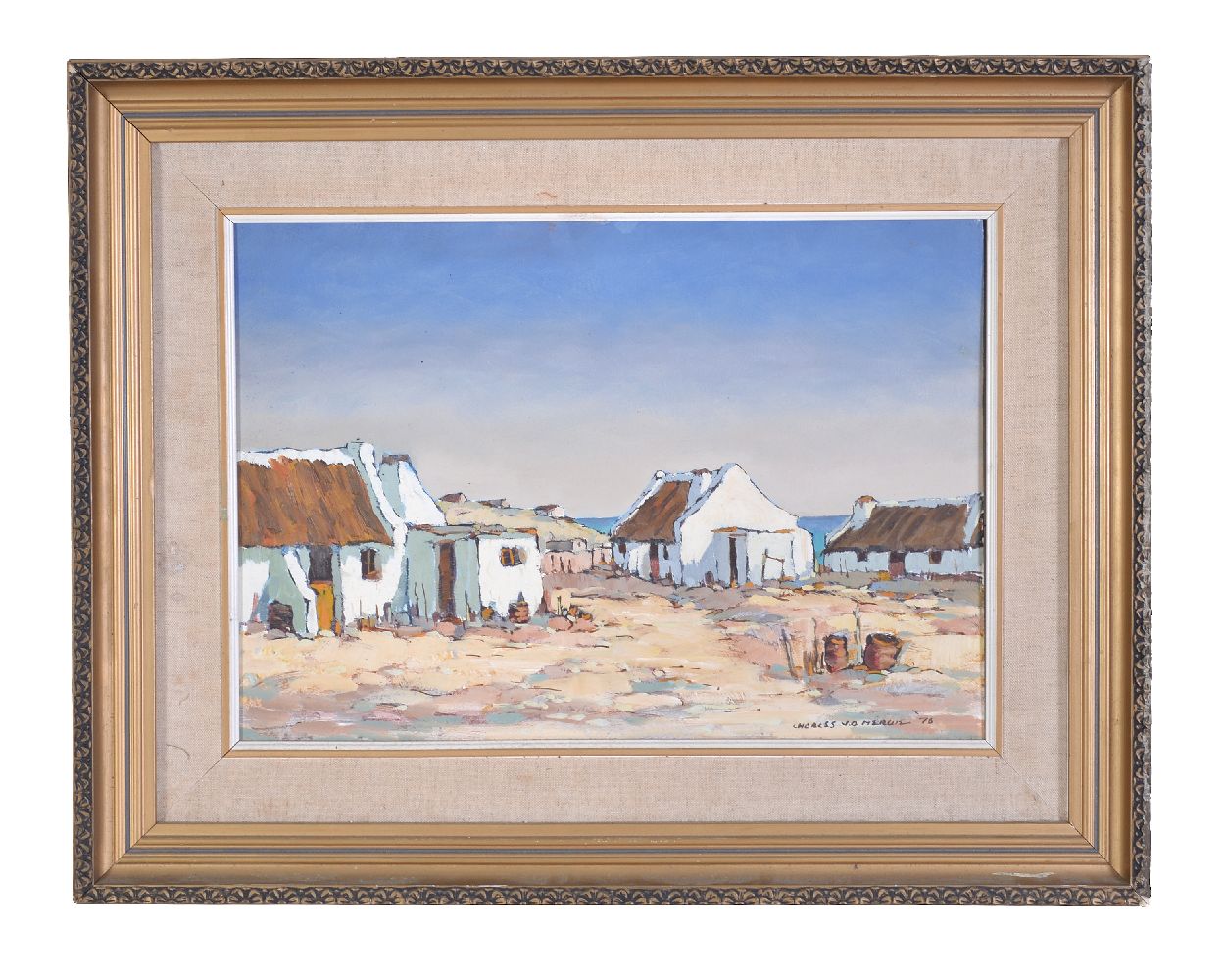 Charles van der Merwe (South African 1938-1996) Coastal cottages Oil on board Signed and dated 76