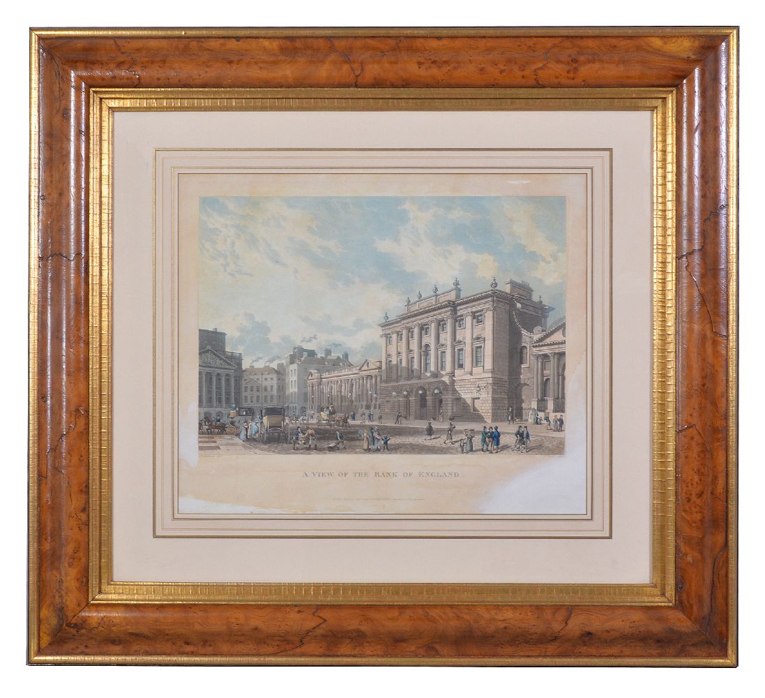A set of three maple and parcel gilt framed prints of London, comprising A View of the Bank of - Image 2 of 6