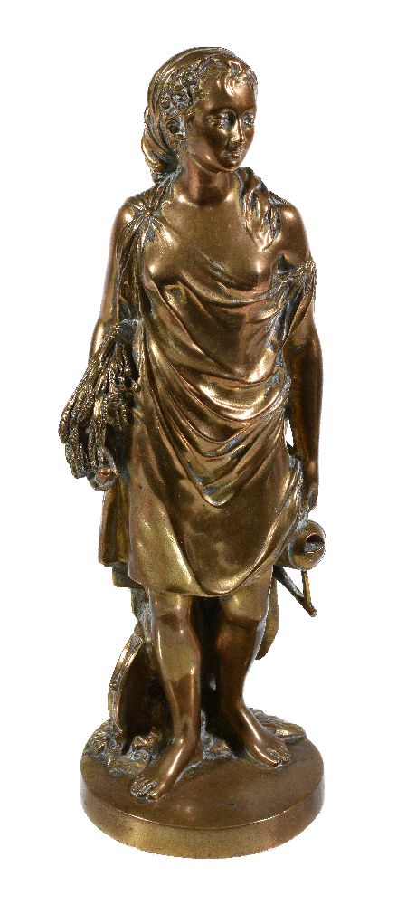 After Jean-Antoine Houdon, (French 1741 ~ 1828), a bronze model of Demeter, cast as standing and