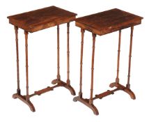 Y A pair of George IV rosewood occasional tables, circa 1825, each 72cm high, 46cm wide, 30cm