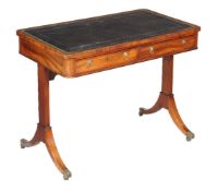 A George IV mahogany side table, circa 1825, with leather inset writing surface above two short