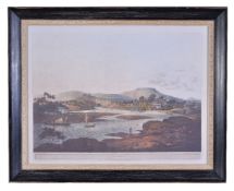 After Henry Salt (1780-1827), a set of four framed prints depicting views of Sri Lanka, in moulded