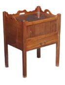 A George III mahogany tray top night commode, with tambour fronted cupboard section above a