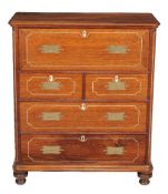 Y A Victorian rosewood, hardwood and bone inlaid campaign secretaire chest of drawers, circa 1860,