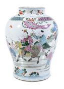 A Chinese Famille Rose vase, Yongzheng, of inverted baluster form, painted in purple, blue,