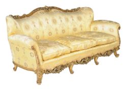 A carved giltwood and composition framed sofa in Louis XVI style, late 19th/early 20th century,